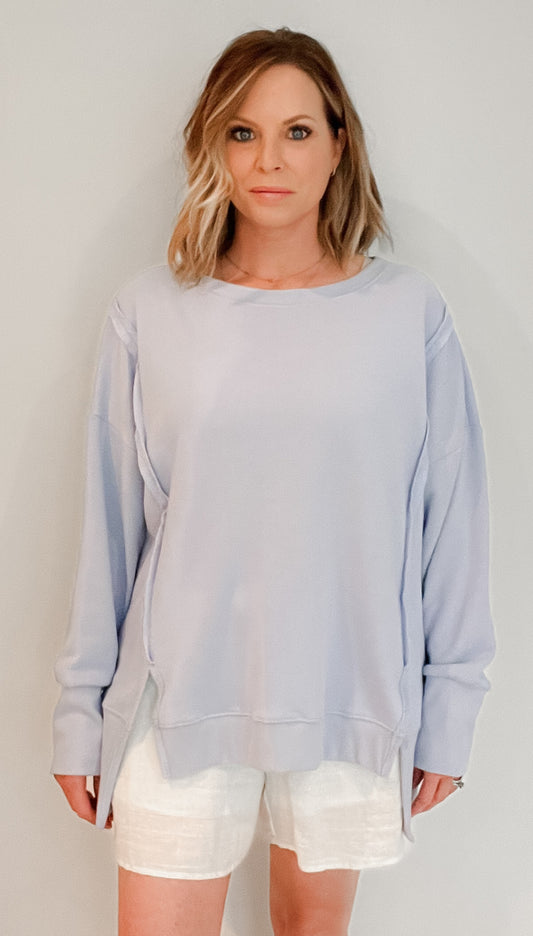 Preorder-Chantilly Oversized Sweatshirt-Sky Blue