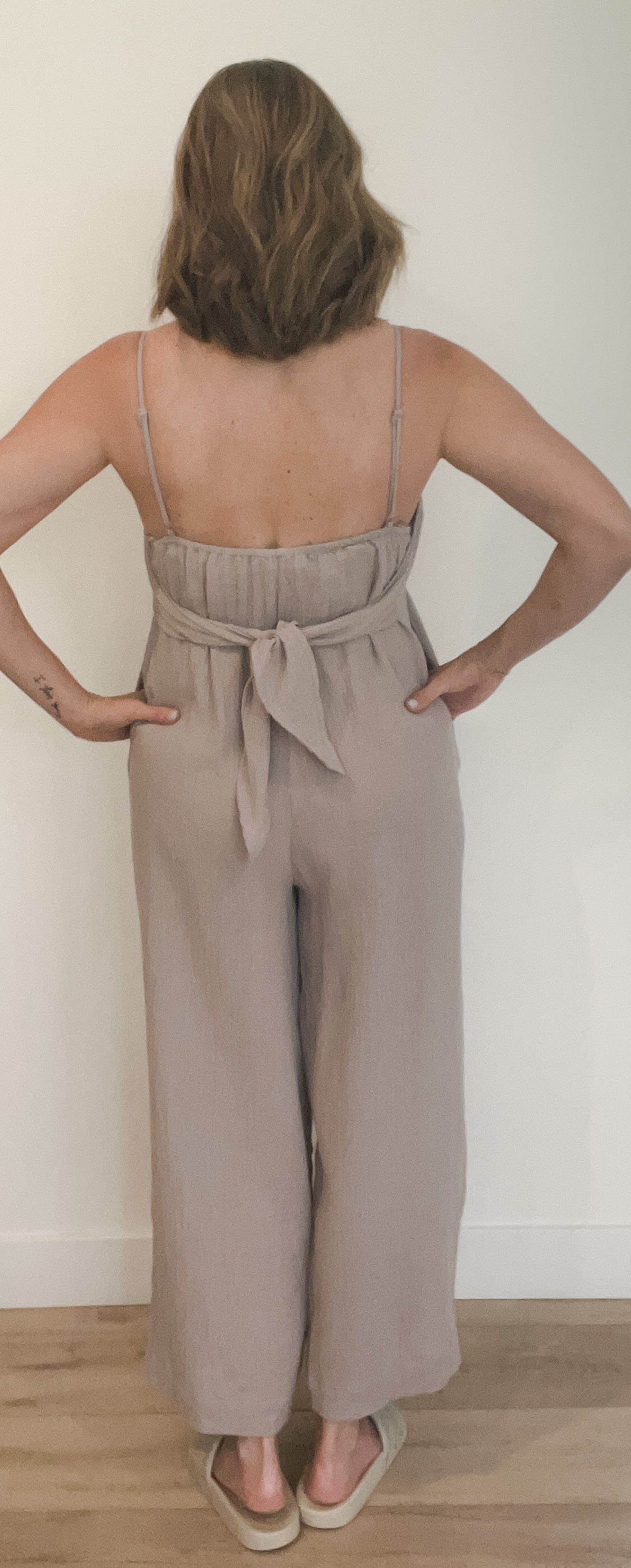 Haze Back Tie Cotton Jumpsuit