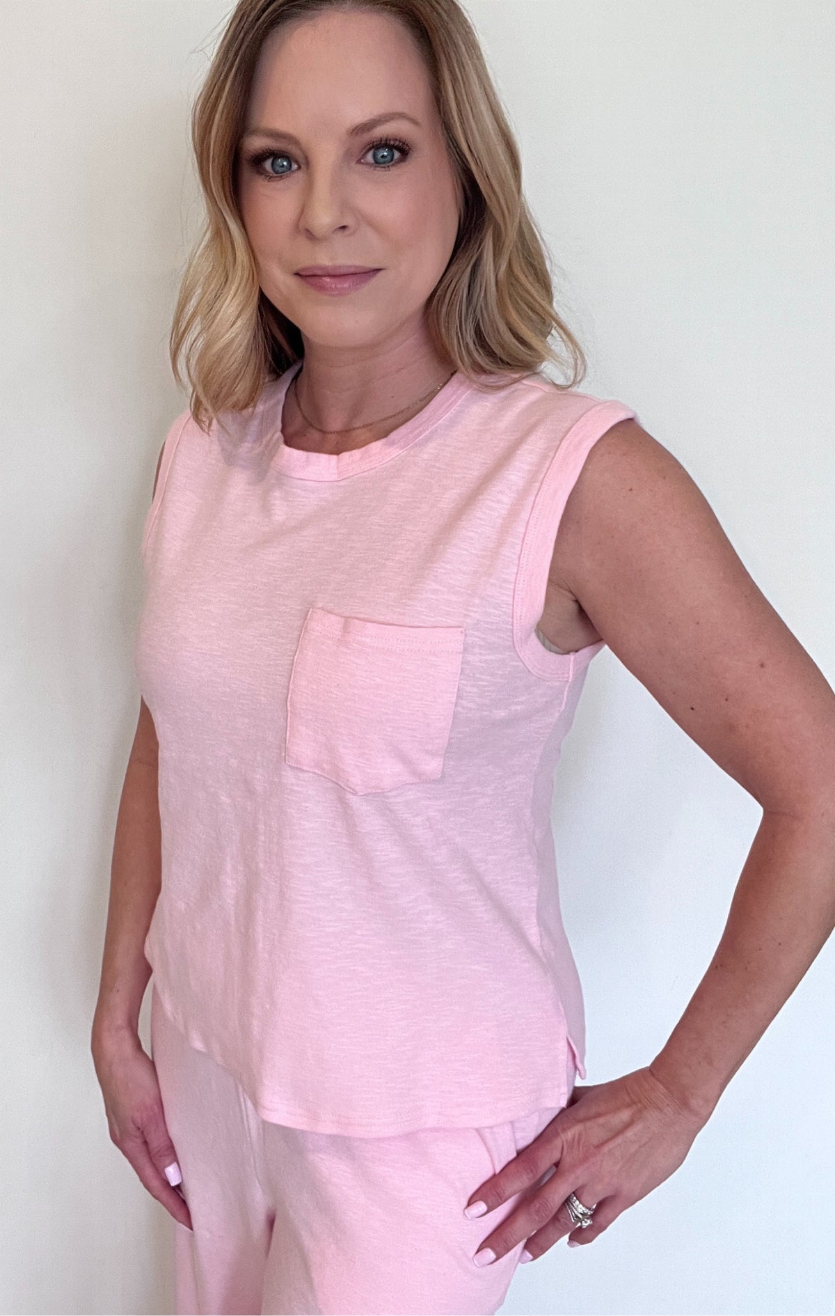 Blush Breeze Cotton Set-Pink