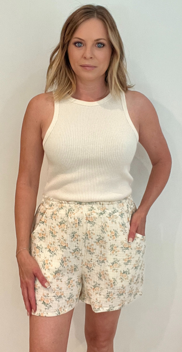 Dainty Floral Cotton Shorts