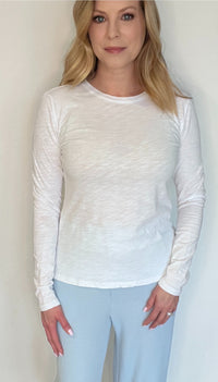 Basic Cotton Long Sleeve Tee-White