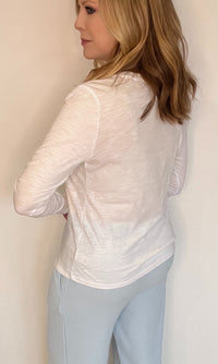 Basic Cotton Long Sleeve Tee-White