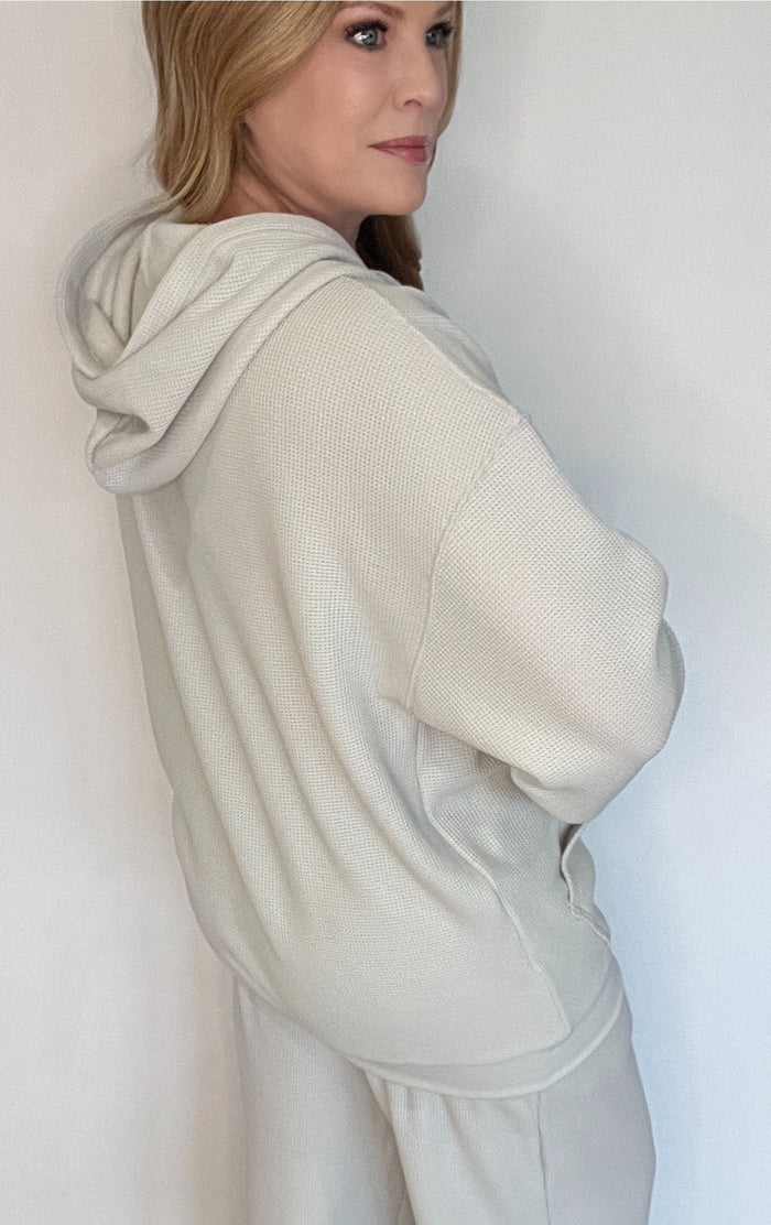 Saturdays Waffle Hoodie-Mist Grey