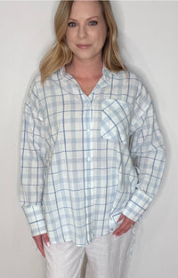 Seaside Check Button Down-Blue/White