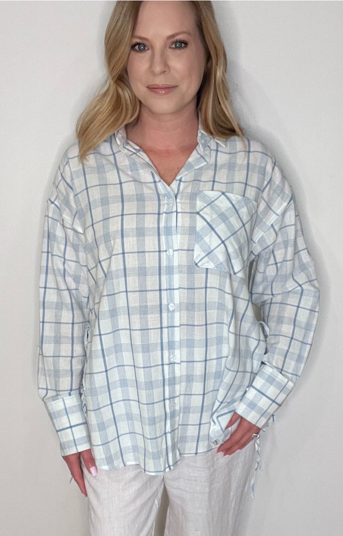 Seaside Check Button Down-Blue/White