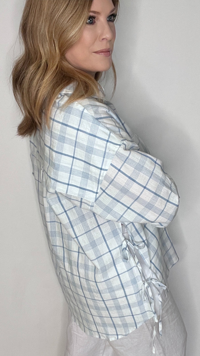Seaside Check Button Down-Blue/White