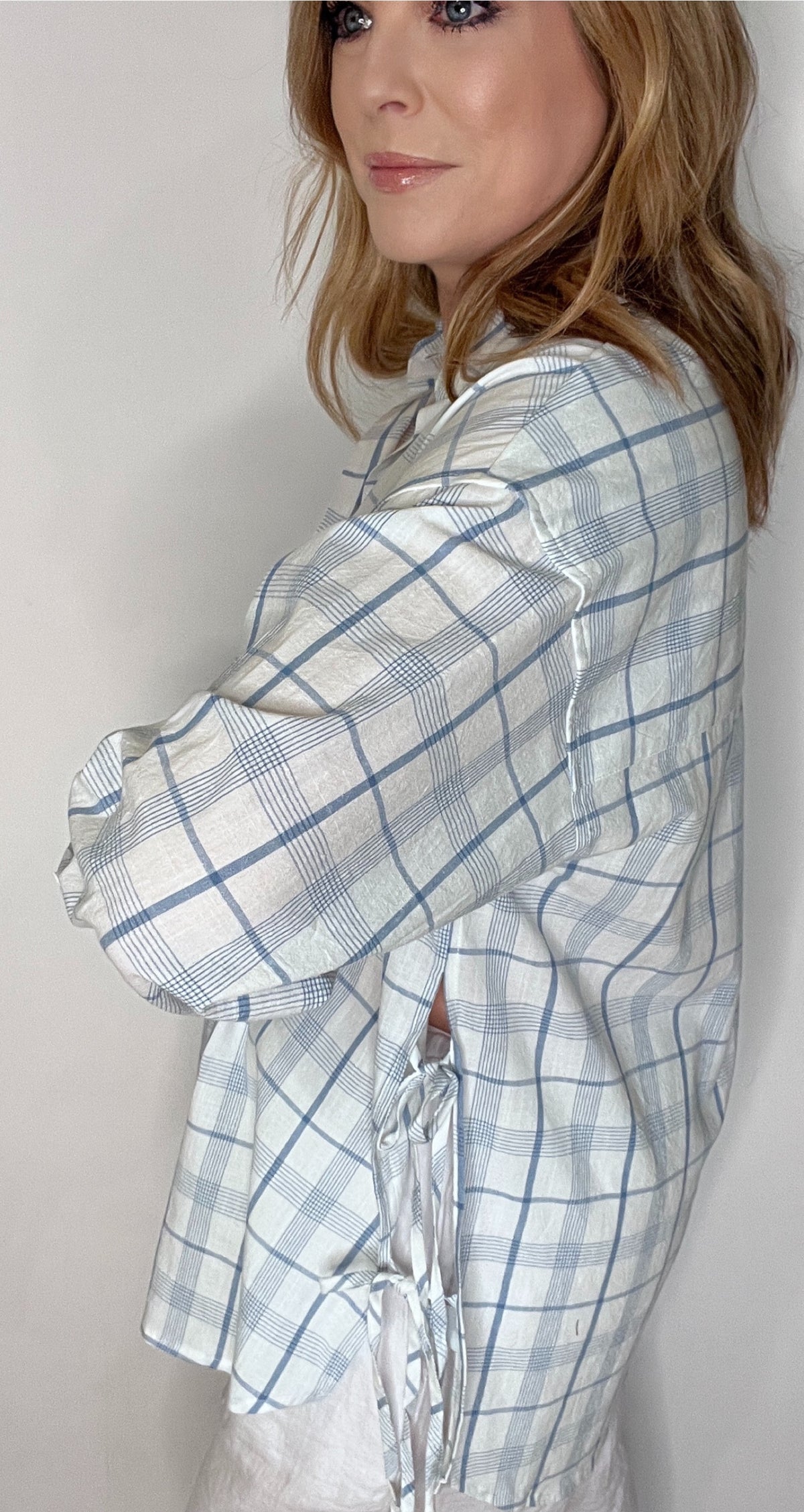 Seaside Check Button Down-Blue/White