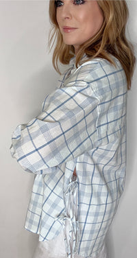 Seaside Check Button Down-Blue/White