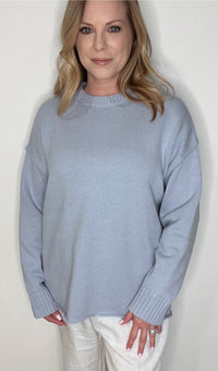 Boyfriend Oversized Sweater-Dusty Blue