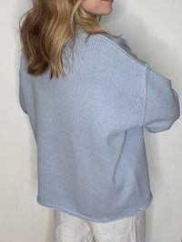 Boyfriend Oversized Sweater-Dusty Blue