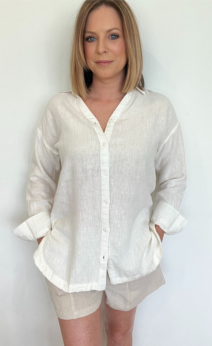 Seabreeze Button Down-Vintage White