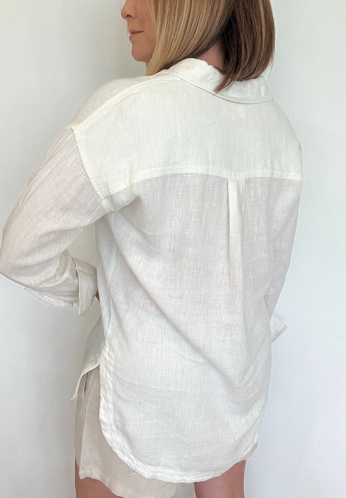 Seabreeze Button Down-Vintage White