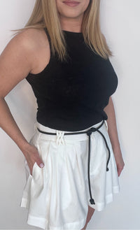 The Clean Pleat Shorts-White