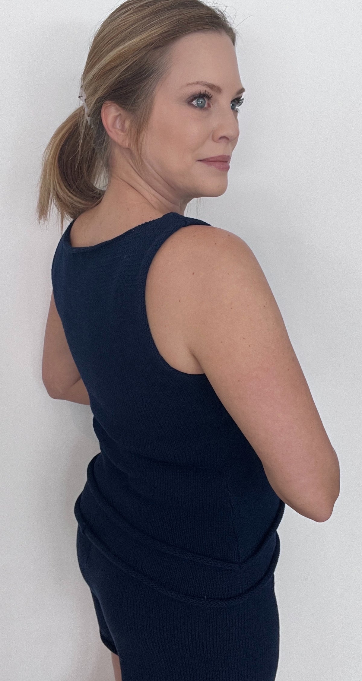 Spring Knit Tank-Navy