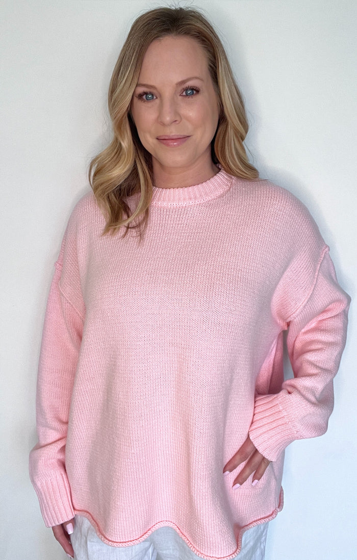 Boyfriend Oversized Sweater-Pink