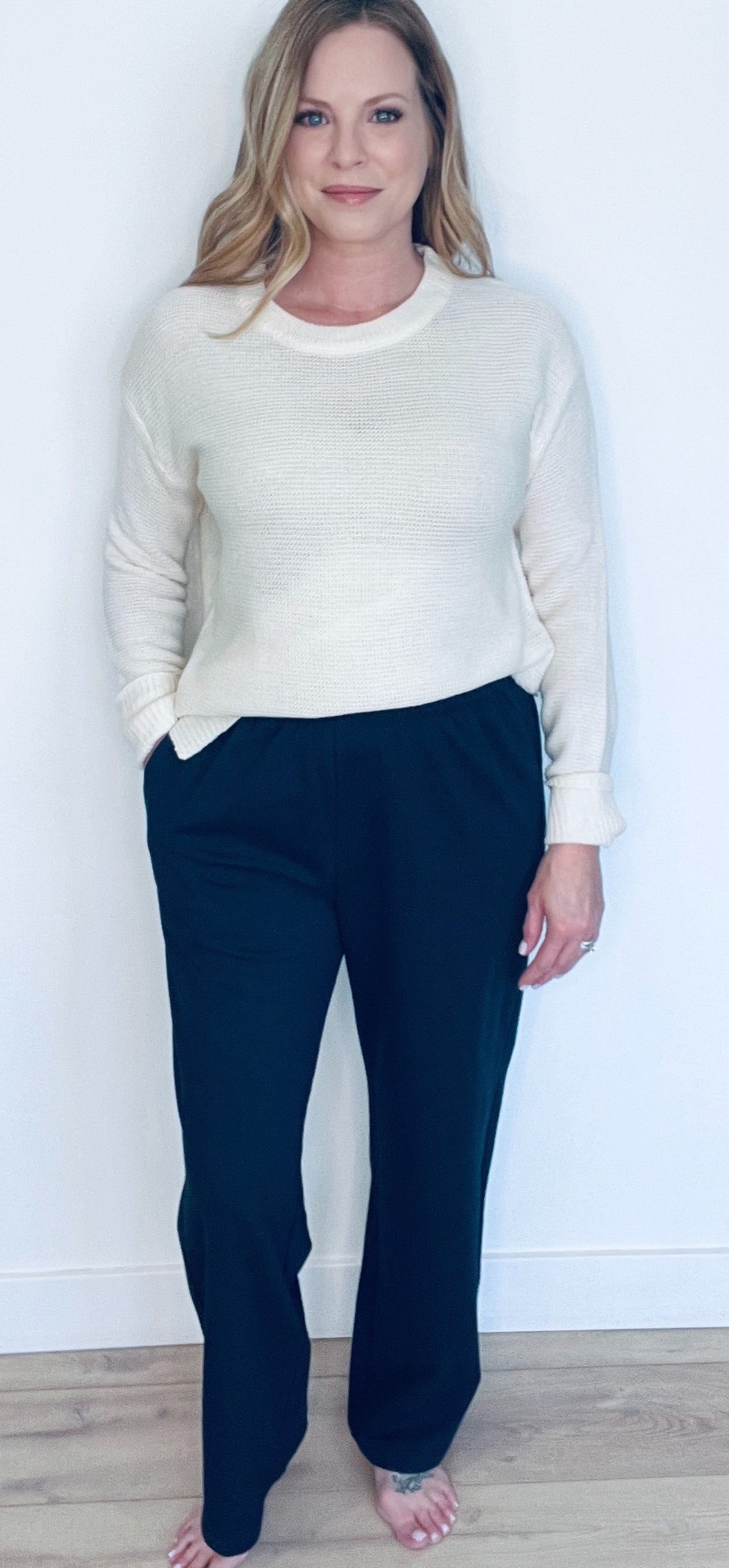 Essential Cotton Pants-Navy