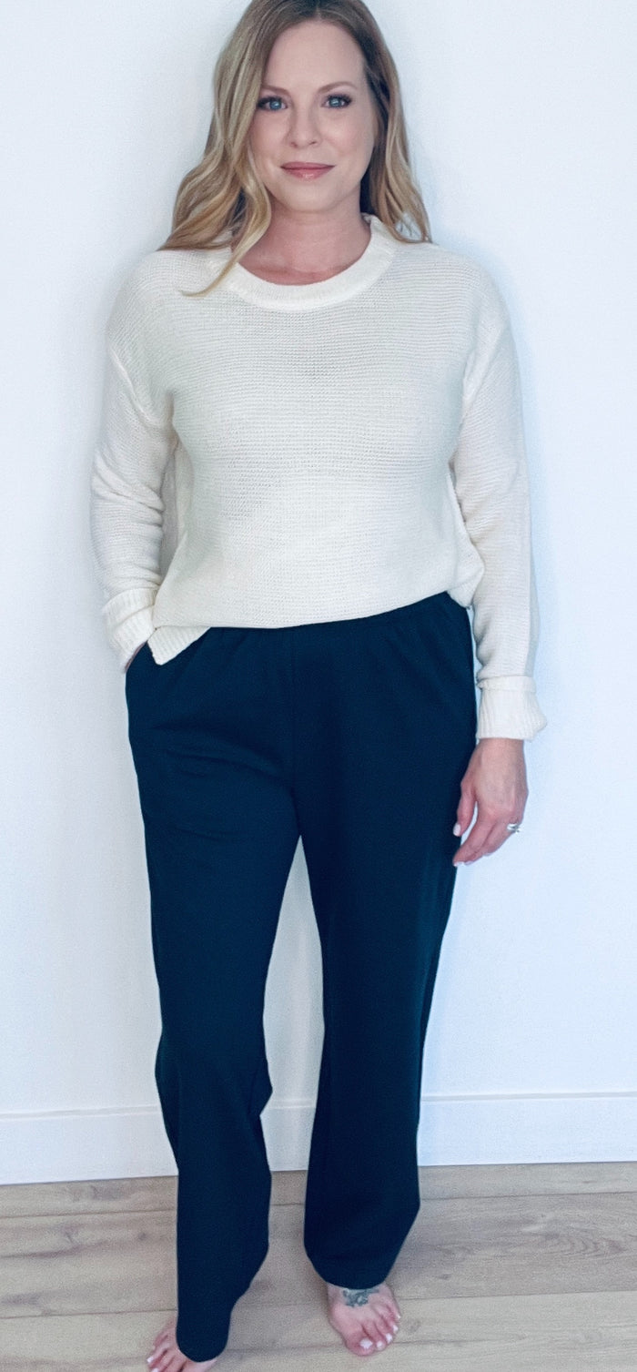 Essential Cotton Pants-Navy