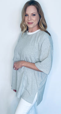Stacy Oversized Tee-Grey/White