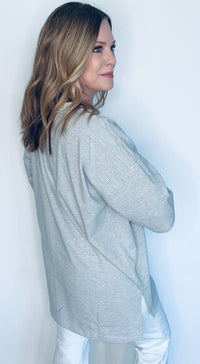 Stacy Oversized Tee-Grey/White