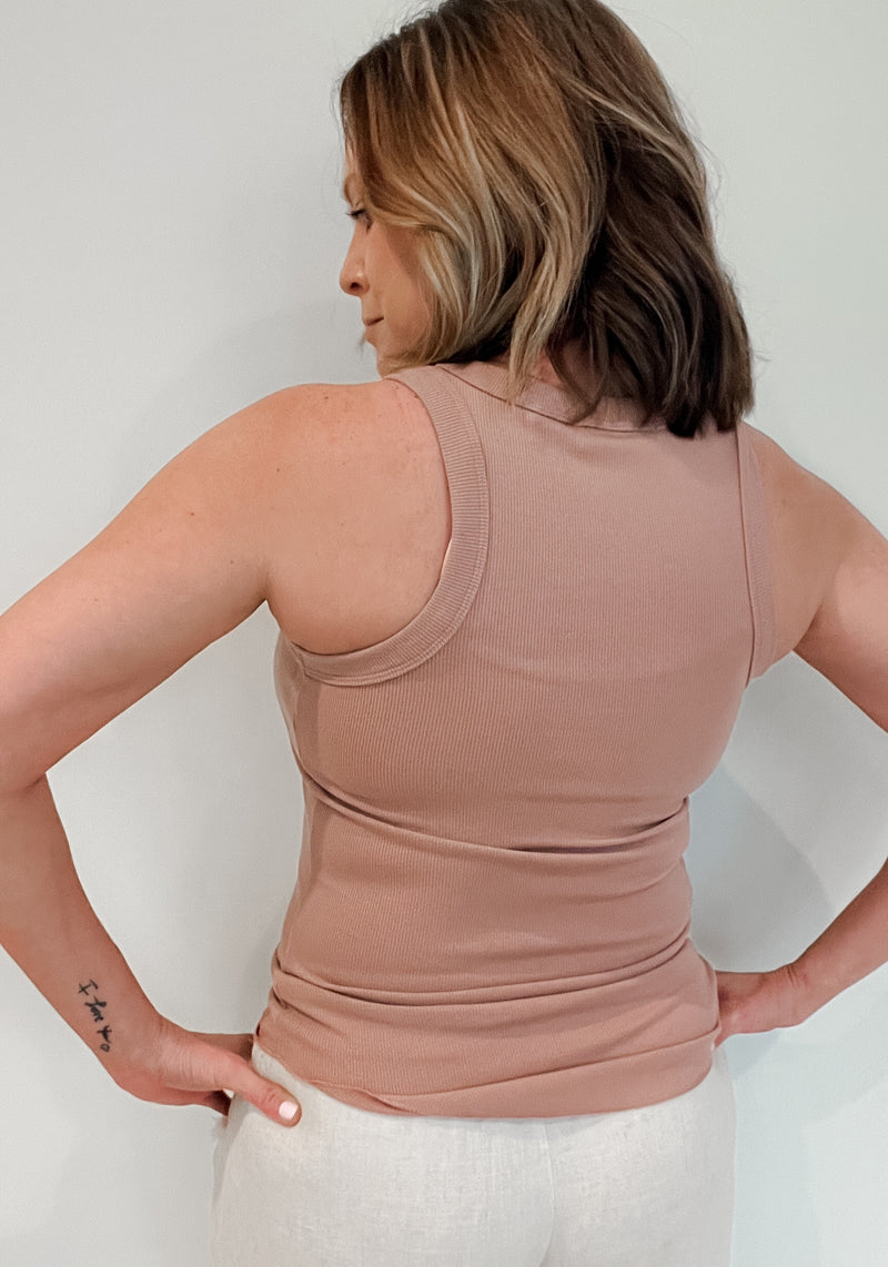 Toby Ribbed Tank-Ginger