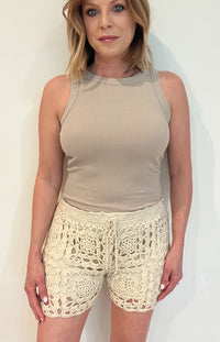 Opal Crochet Shorts-Natural
