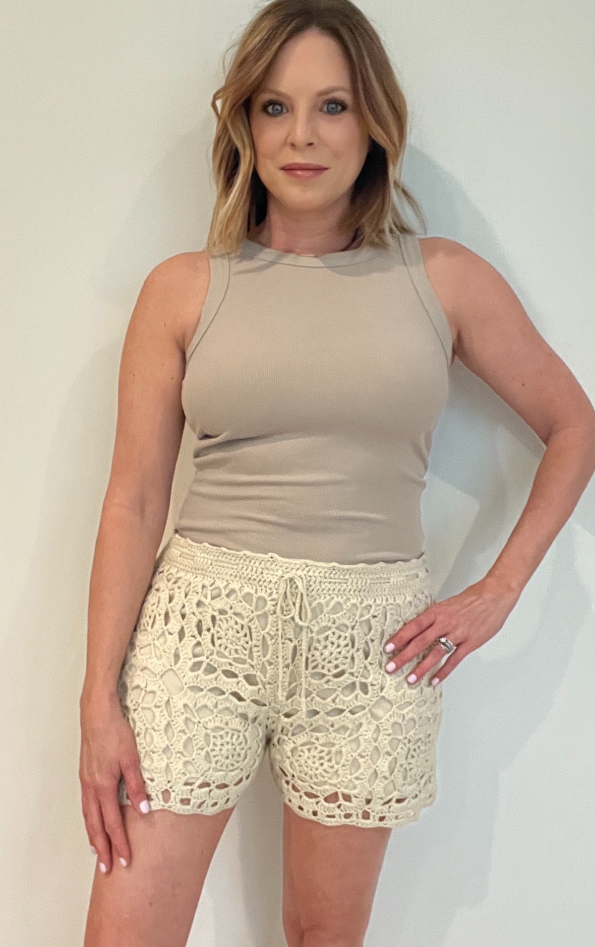 Opal Crochet Shorts-Natural