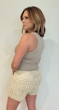 Opal Crochet Shorts-Natural