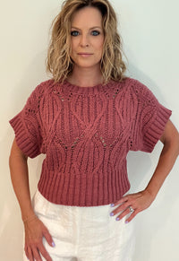 Blair Crochet Sweater-Raspberry