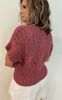 Blair Crochet Sweater-Raspberry