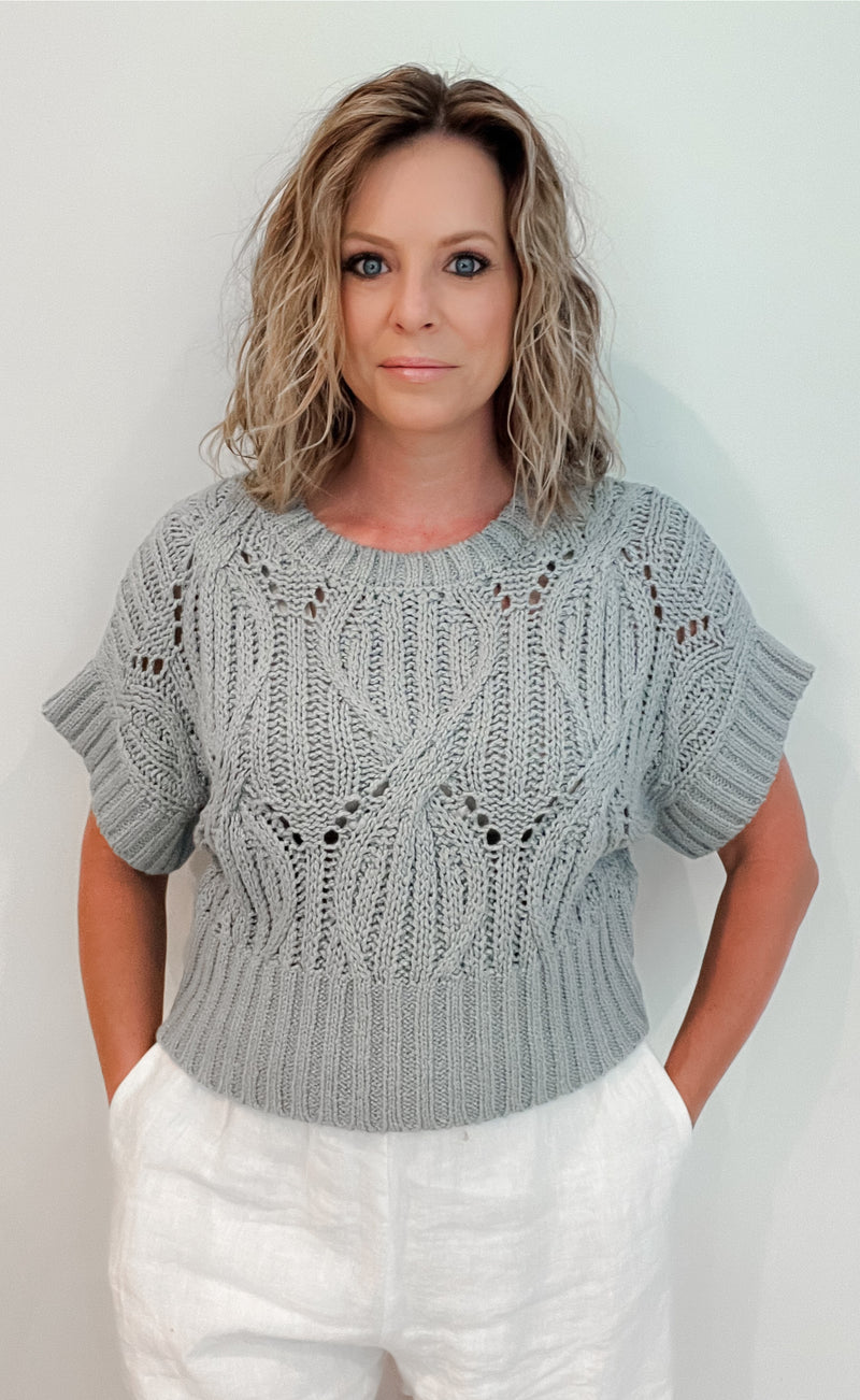 Blair Crochet Sweater-Dusty Sage