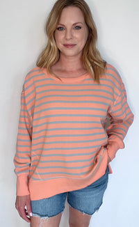 The Day Shift Thermal Top-Salmon/Light Blue