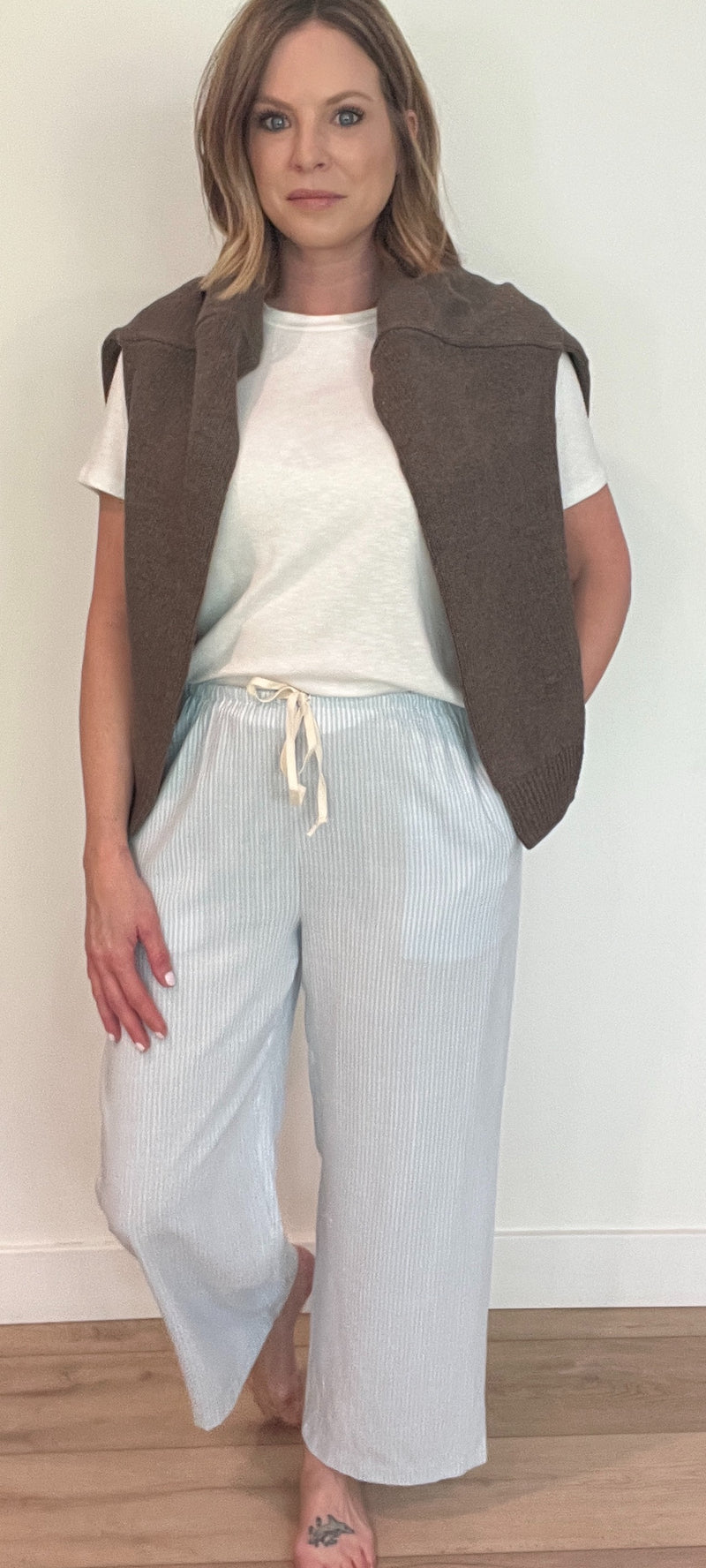 Summer Breeze Pants-Blue/White