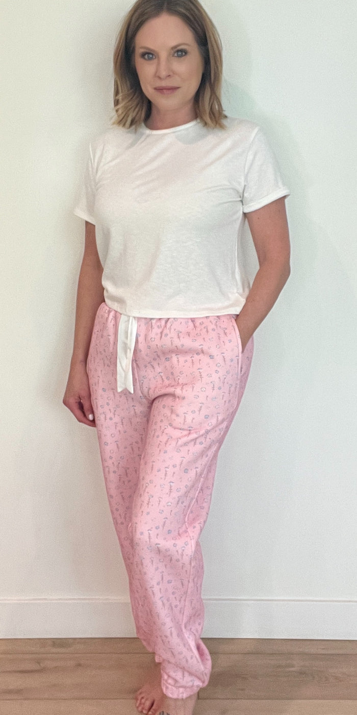 Sweet Days Floral Joggers-Pink