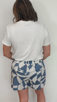 Geo Shorts-Blue/Cream