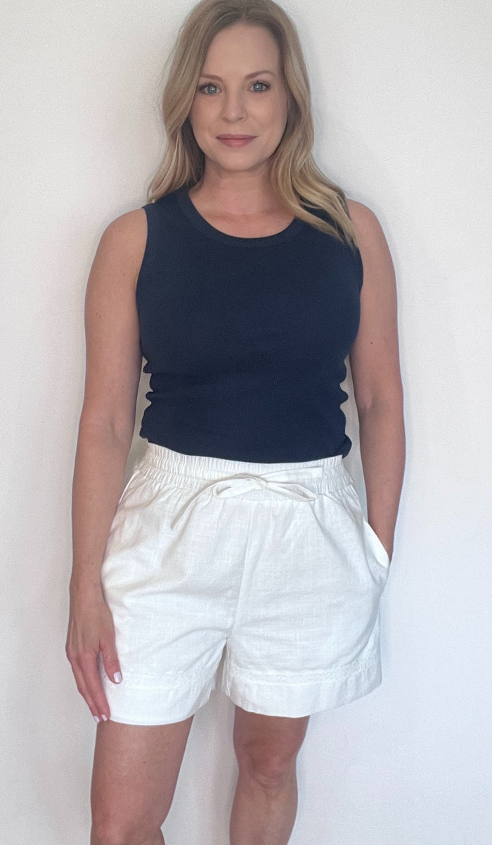 Soft Tide Cotton Shorts-Off White