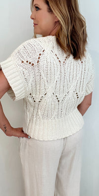 Blair Crochet Sweater-Cream