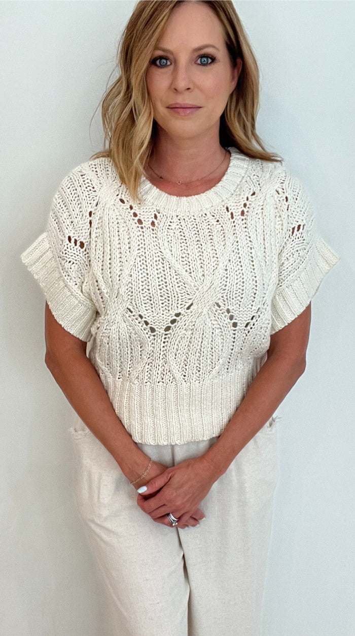 Blair Crochet Sweater-Cream