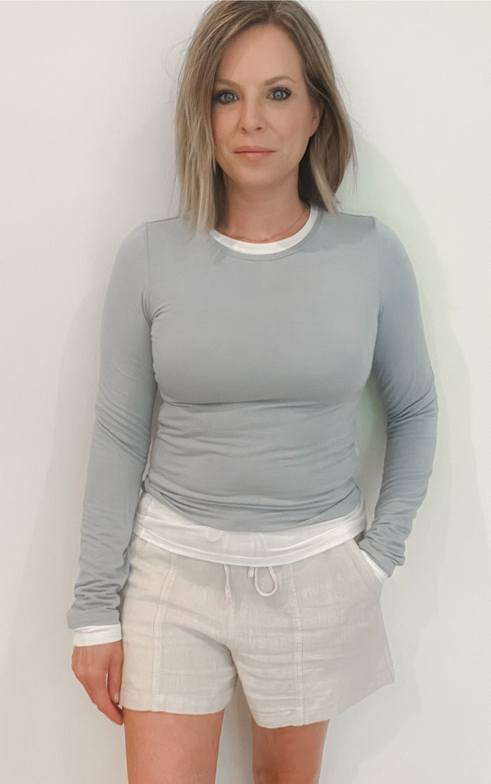 Sky Layered Top-Sky Blue