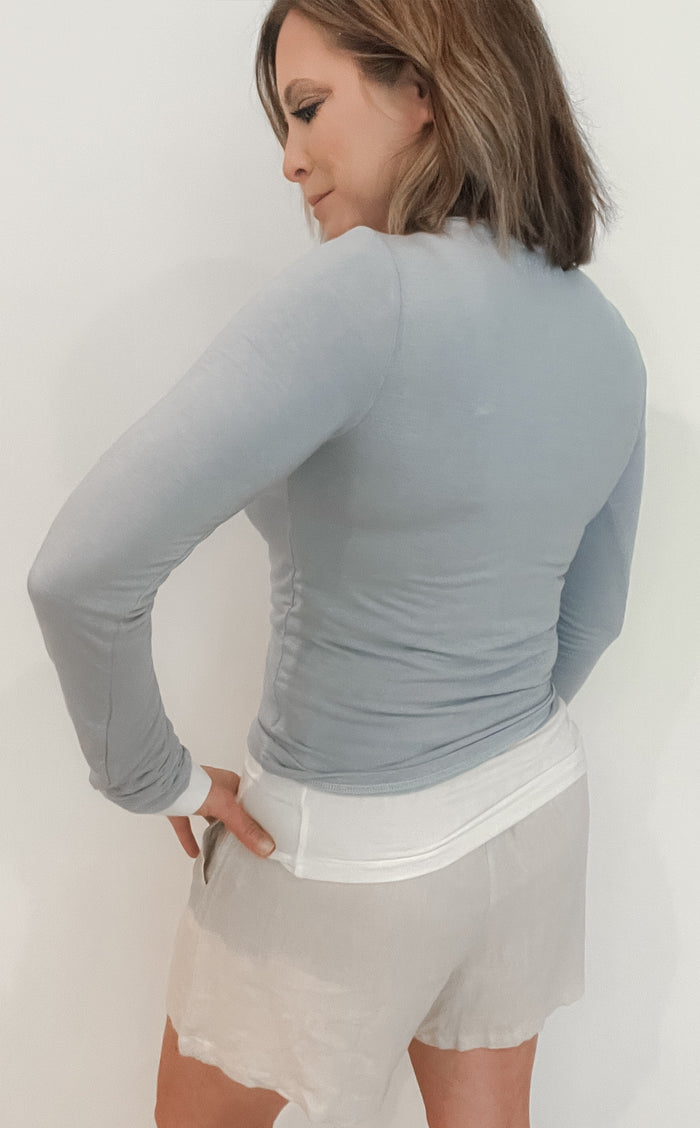 Sky Layered Top-Sky Blue