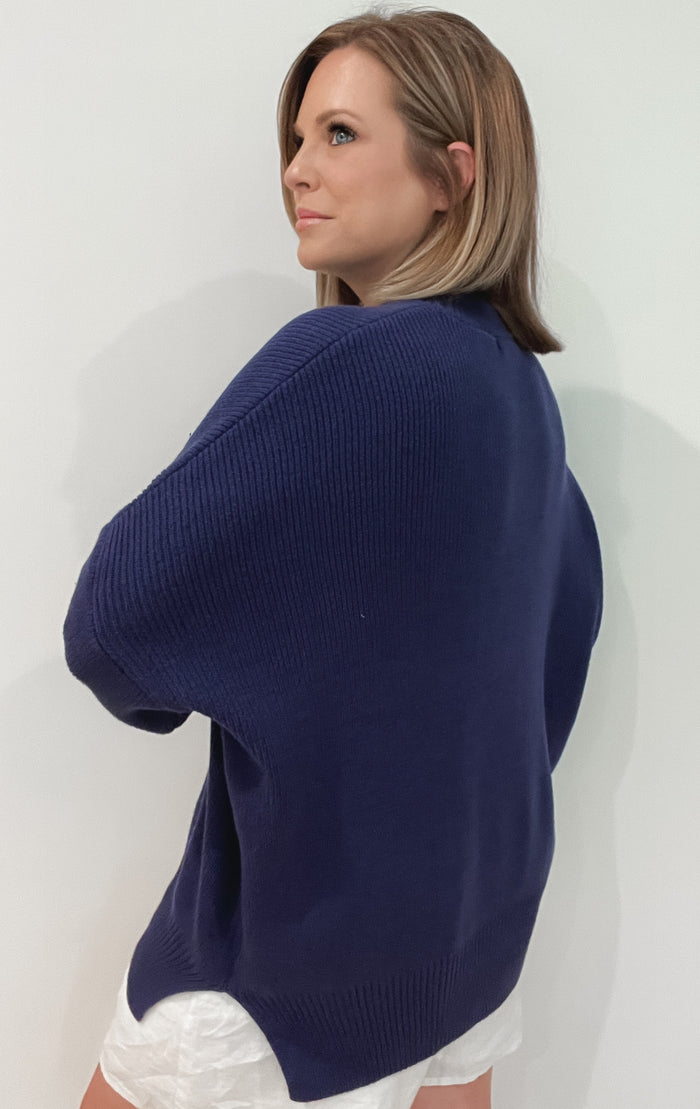 Riley Oversized Sweater-Navy