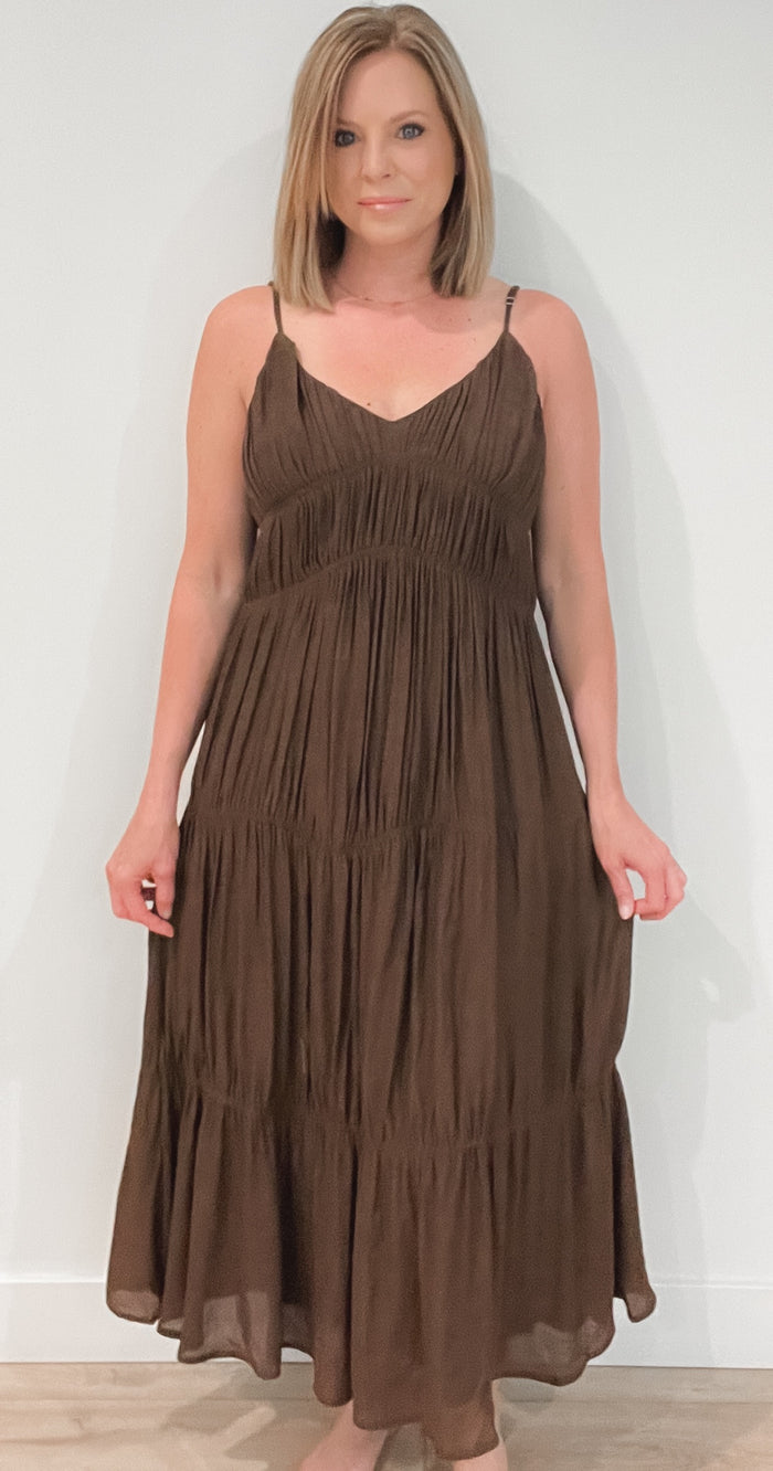 Kendra Midi Dress-Cocoa