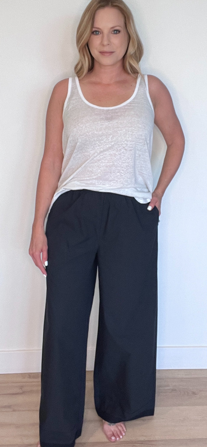 Midnight Coast Eyelet Pants-Navy