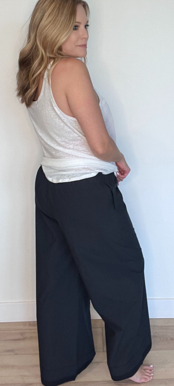 Midnight Coast Eyelet Pants-Navy