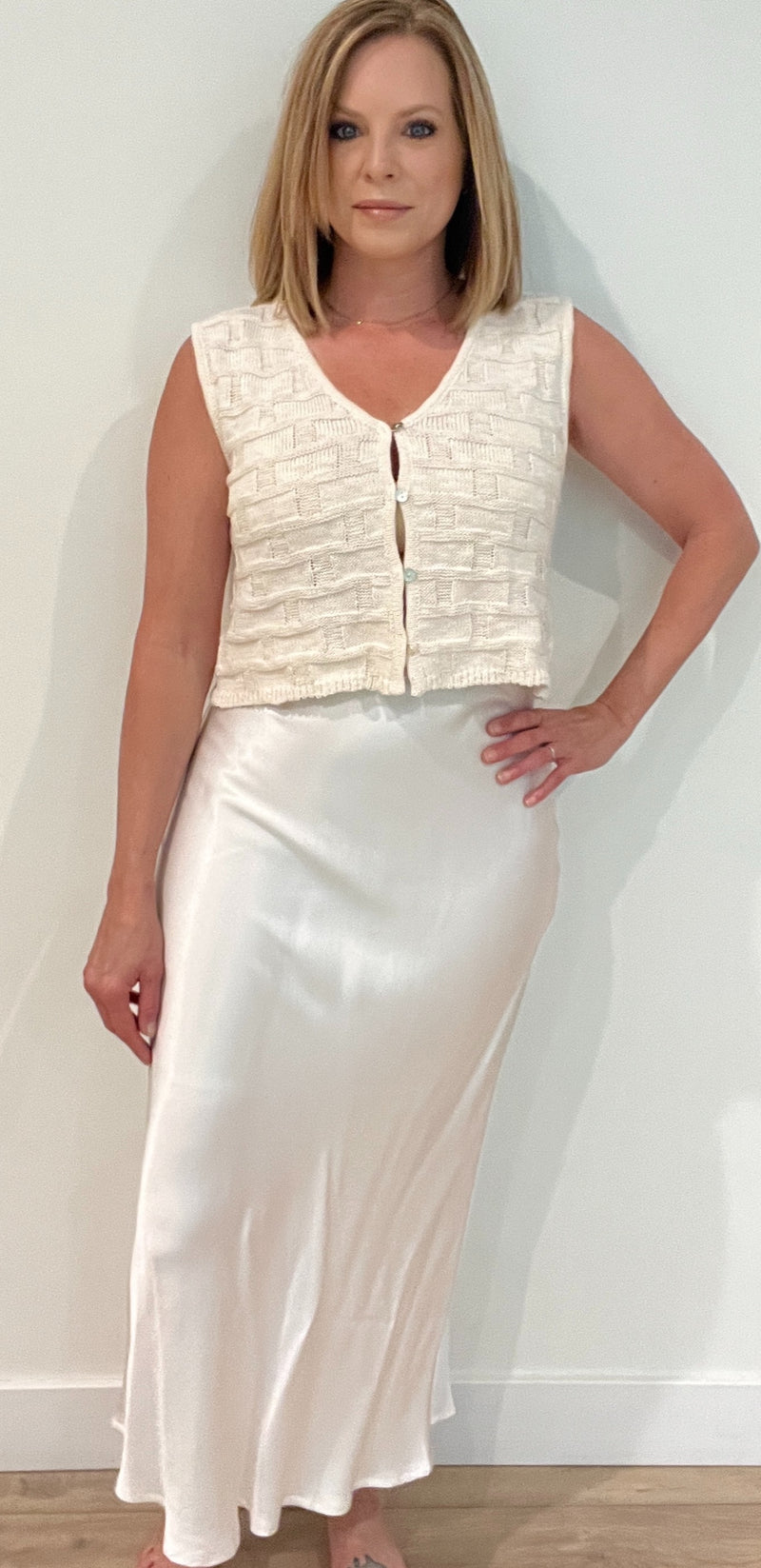 Kimberly Satin Skirt-Champagne