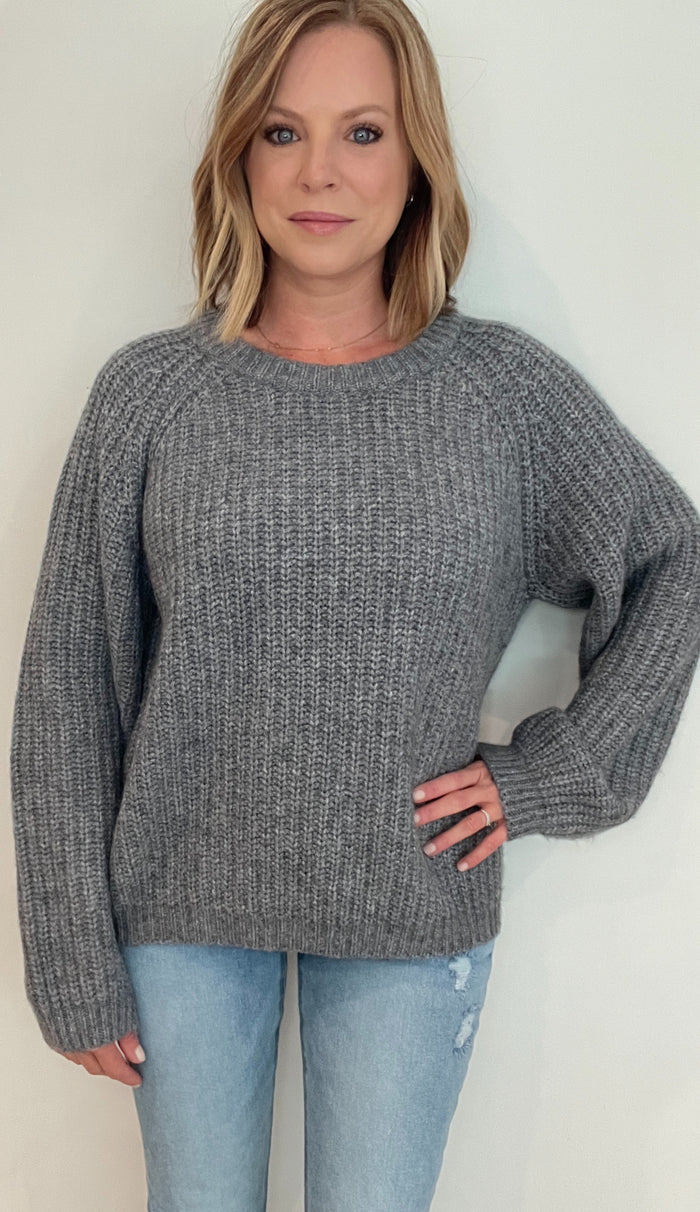 Fisherman Sweater-Heather Grey