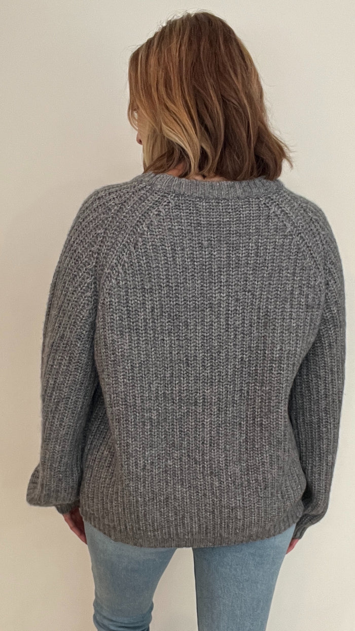 Fisherman Sweater-Heather Grey