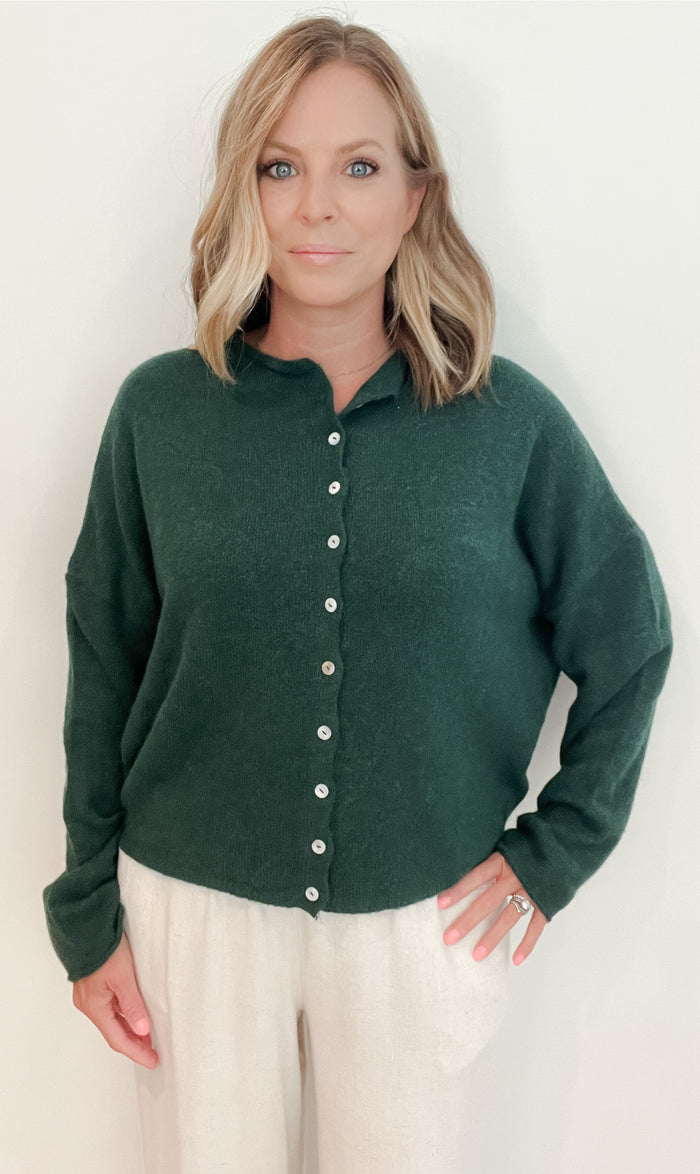 Shelby Cardigan-Forest Green