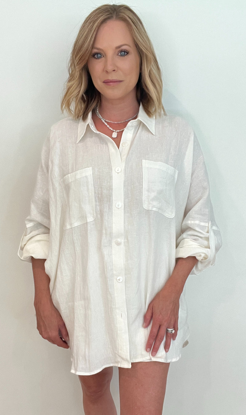 Endless Linen Button Down-Off White