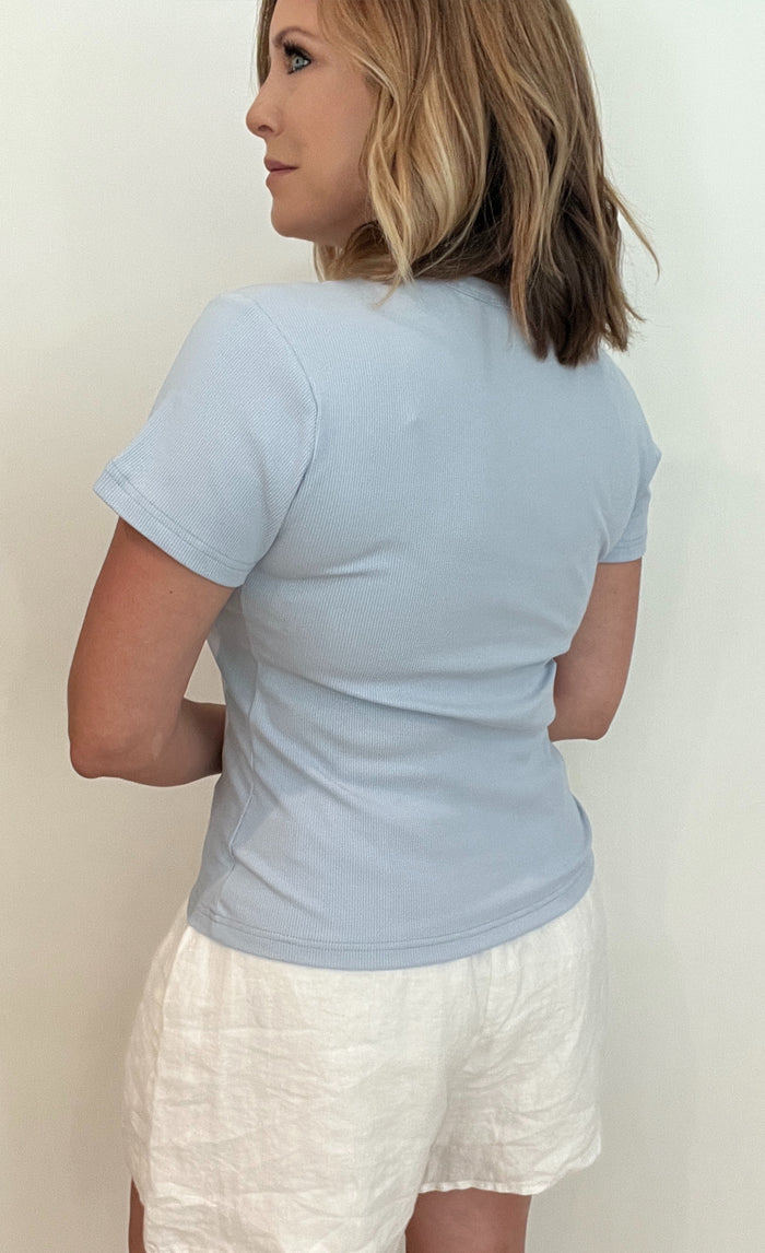 Lana Ribbed Tee-Blue
