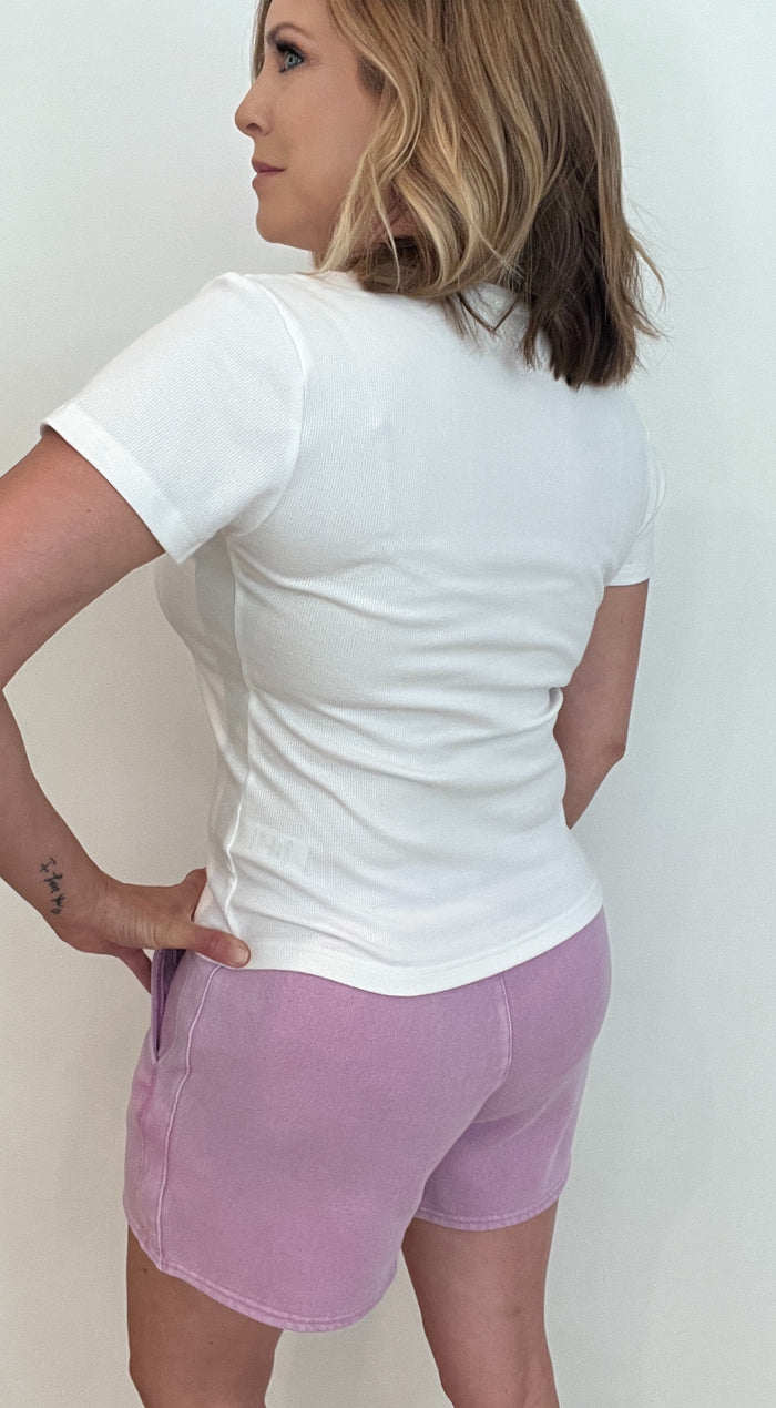 Lana Ribbed Tee-White